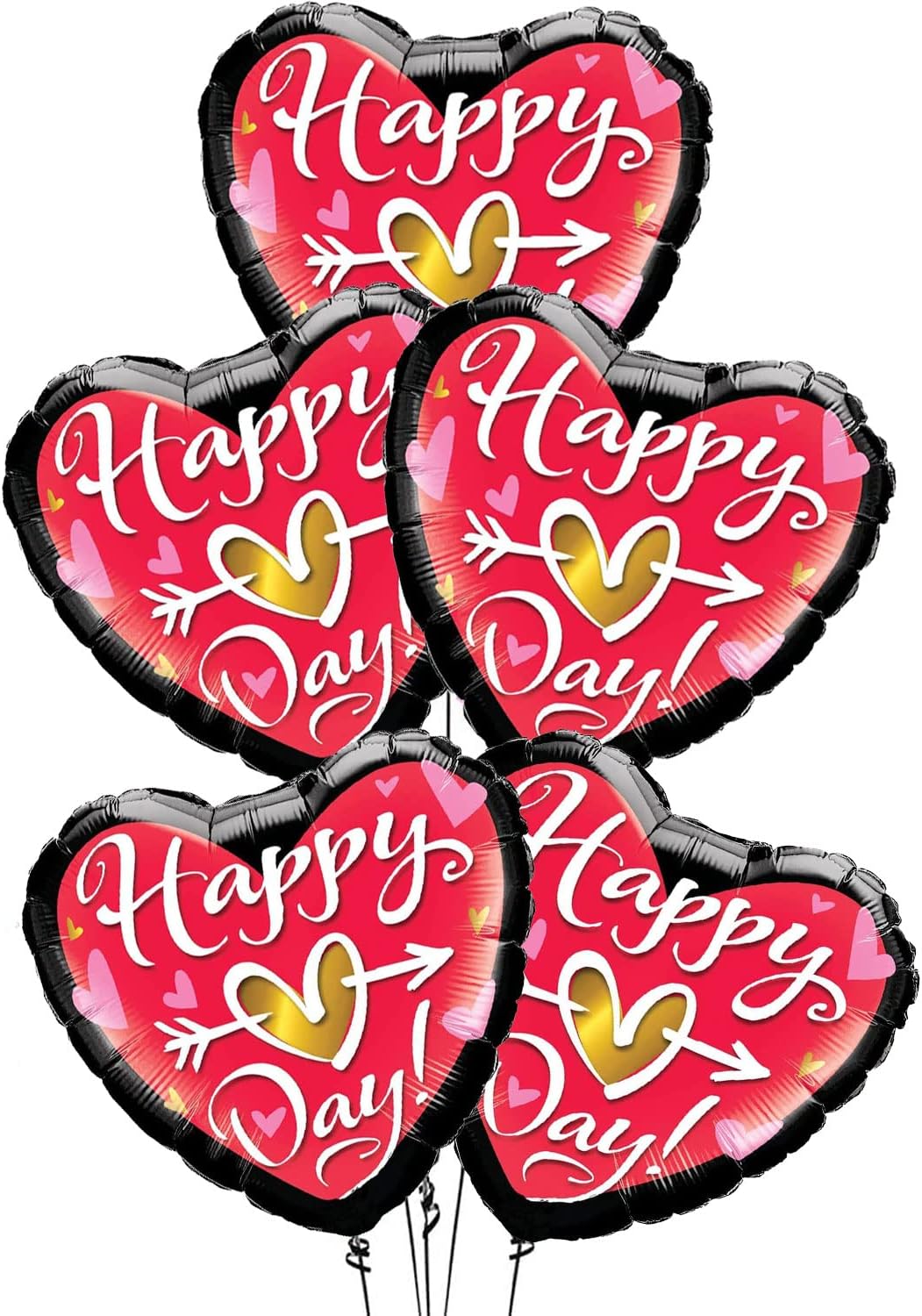 PMU Heart Shaped Happy Valentine's Day Balloons 18-Inch Mylar Idea Gift for Him or Her & Valentine Party Decorations