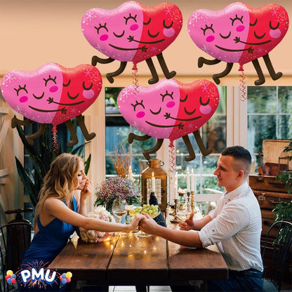 PMU 4 Pieces 36 Inches Valentine's Day Balloons,Hugging Heart Balloons, Red Balloons, Heart Shaped Balloons,Love Balloons For Proposal, Wedding & Engagement (4/Pkg)