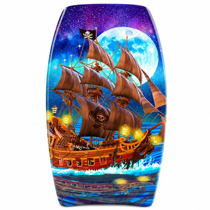 PMU 33 Inch Printed Bodyboard - Lightweight Wrist Leash Slick Bottom Boogie Board for Beach, Sea & Pool - Surfing Board for Kids, Teens & Adults Wave Conditions Pkg/1