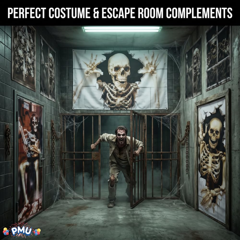 PMU 7 Set Halloween Garage Door Cover Set, 16x7ft, Window & Door Décor