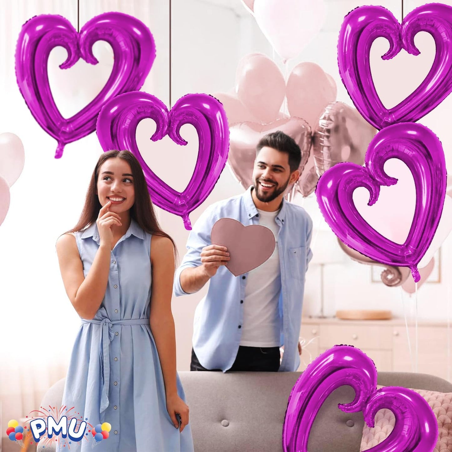 PMU Heart Shaped 24 Inch Open Center Mylar Balloon