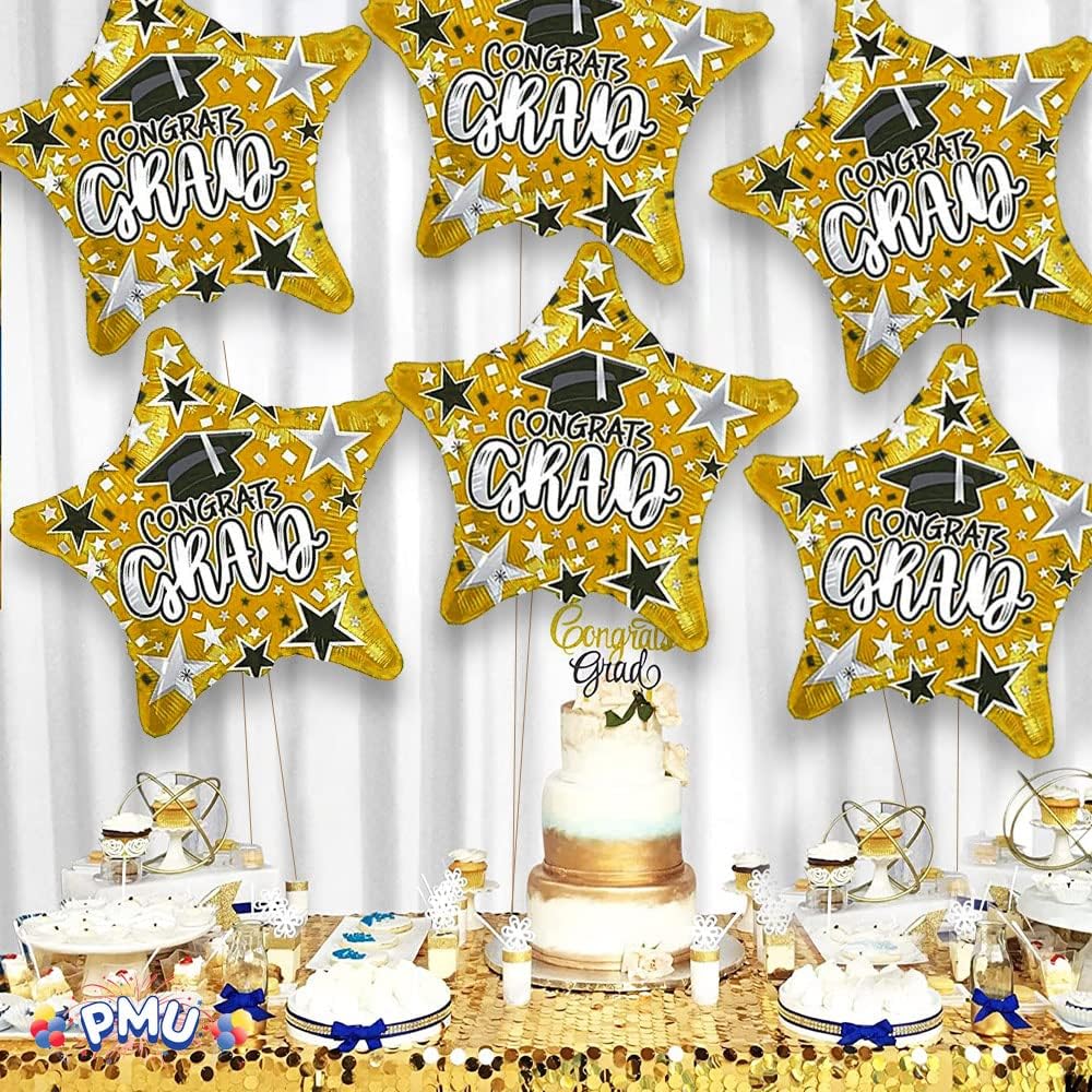 PMU Congrats Grad Cap Balloon, Star 18in Mylar | Graduation Decoration Mylar Balloons | Celebrate Success with Vibrant Graduation Balloons | Balloon Graduation Décor