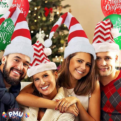 PMU Snowflake Santa Hat Red and White Christmas Hat for Adults, Funny Xmas Costume, Santa's Helper Headwear