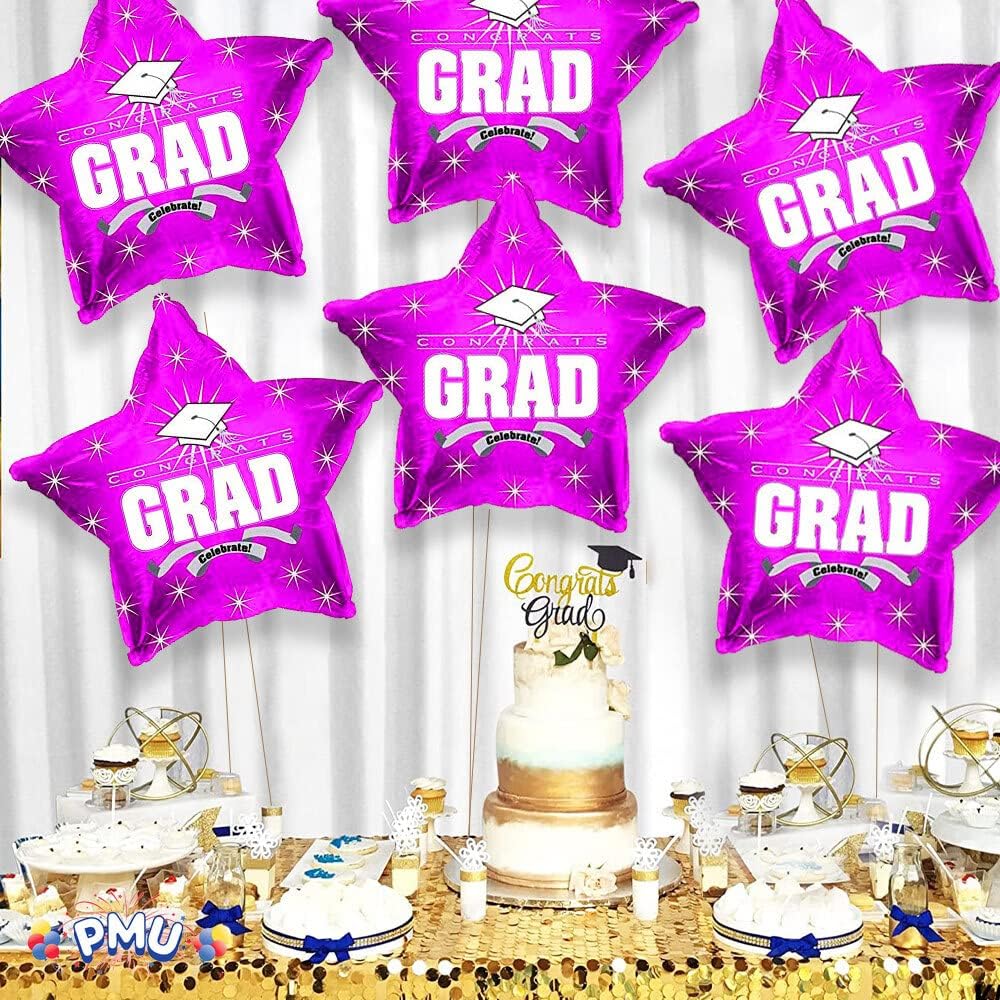 PMU Congrats Grad Cap Balloon, Star 18in Mylar | Graduation Decoration Mylar Balloons | Celebrate Success with Vibrant Graduation Balloons | Balloon Graduation Décor