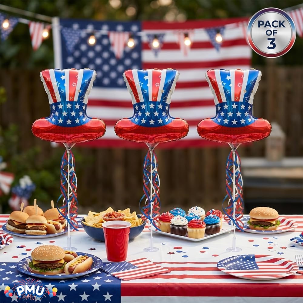 PMU 9 inch Pre-Inflated Emoji and Patriotic Balloons with Stick