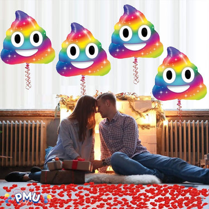 PMU 4 Pieces 30 Inches Valentine's Day Balloons, RainBow Huge Poop Balloons,Love Balloons For Special Events, Photo Props Party Decoration and Accessories (4/Pkg)