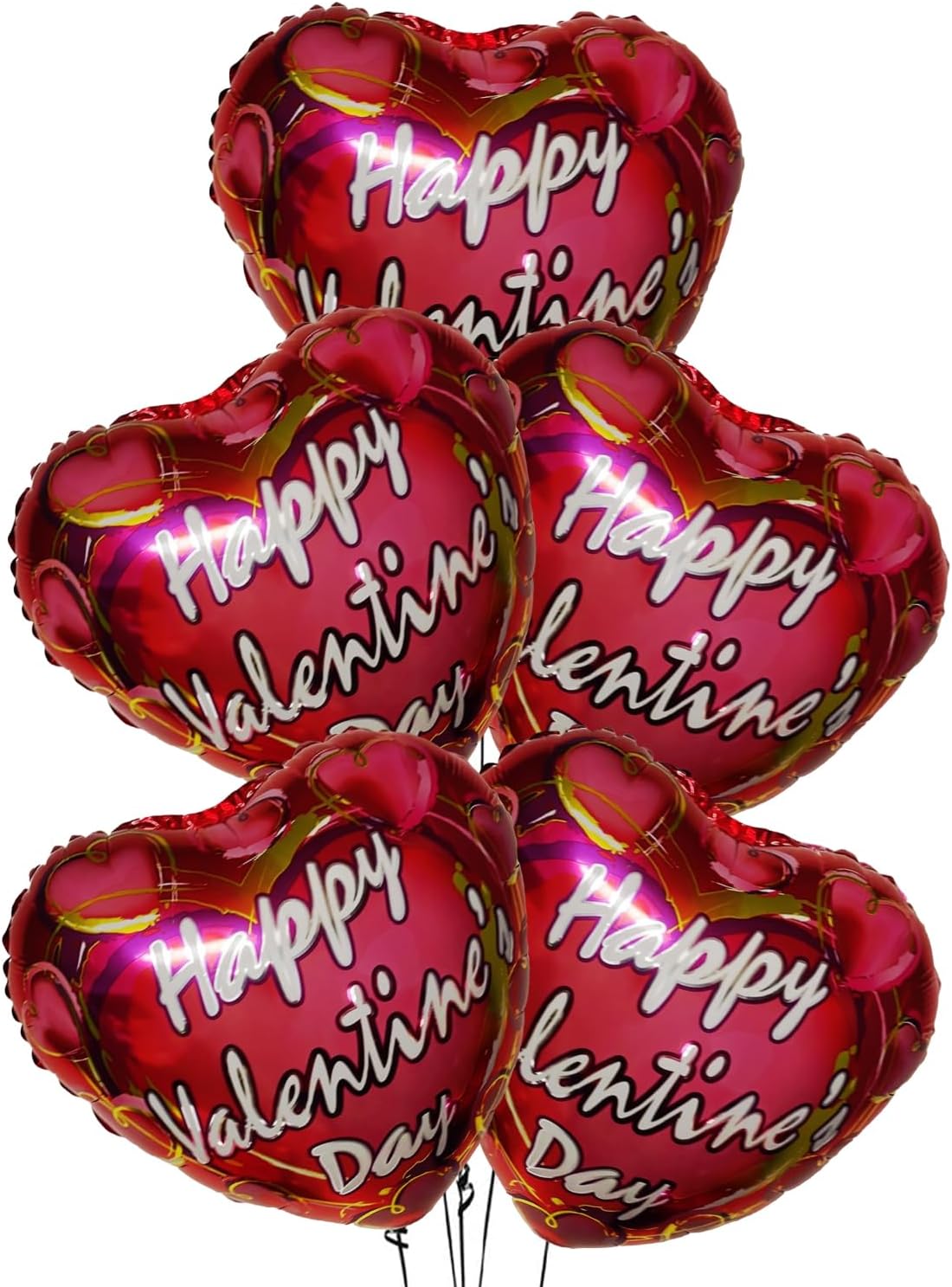 PMU Heart Shaped Happy Valentine's Day Balloons 18-Inch Mylar Idea Gift for Him or Her & Valentine Party Decorations