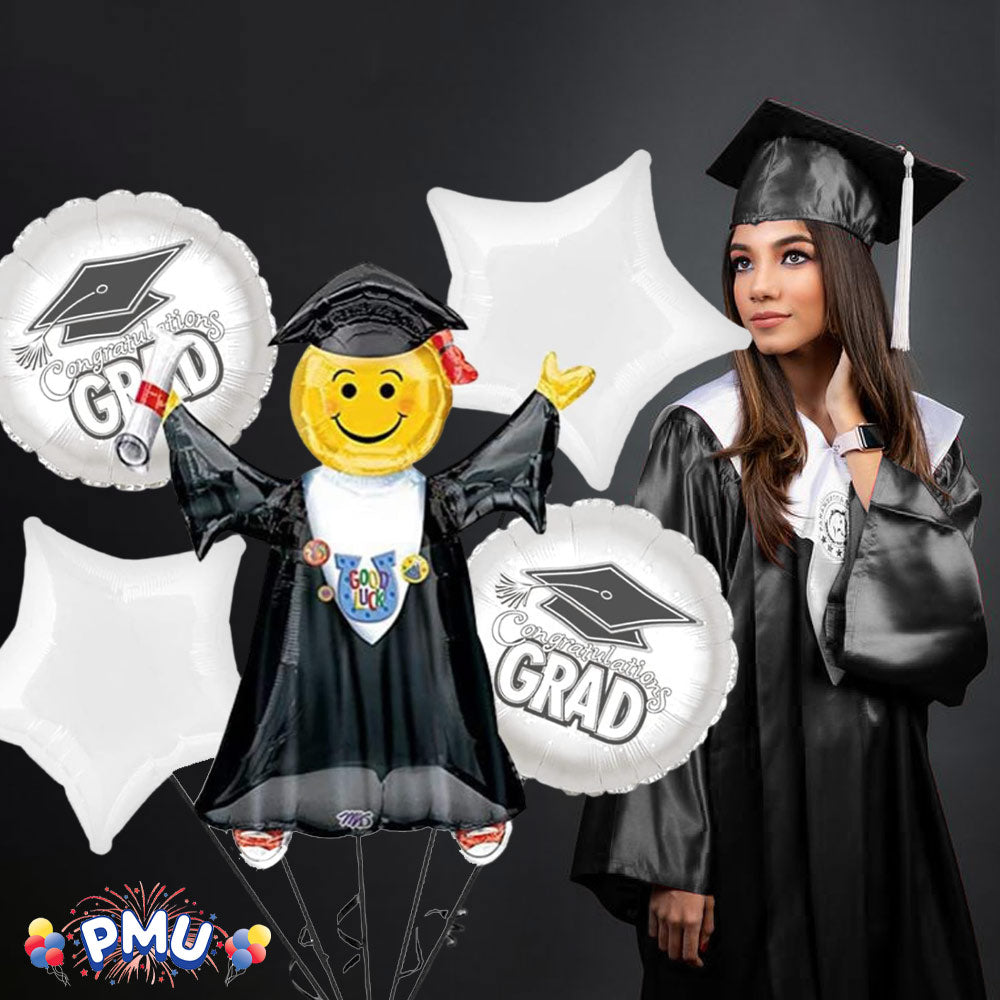 PMU Graduation Jumping Smiley Grad Balloon Bouquet (5/Pkg) Pkg/1