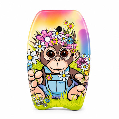 PMU 26 Inch Graphics Printed Bodyboard - Lightweight Wrist Leash Slick Bottom Boogie Board for Beach, Sea & Pool - Surfing Board for Kids, Teens & Adults Wave Conditions  Pkg/1