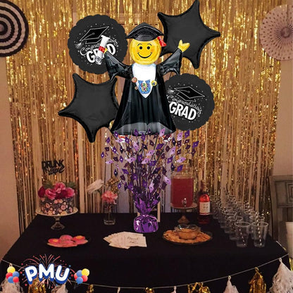 PMU Gradburst Balloon Weight Centerpiece 15 Inch with Die-Cut Metallic