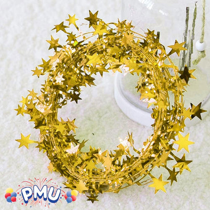 PMU Star Wire Shiny - Garland Halloween, Christmas Party, Wedding, Birthday, Festive Home Decoration Ornament 25ft Tinsel