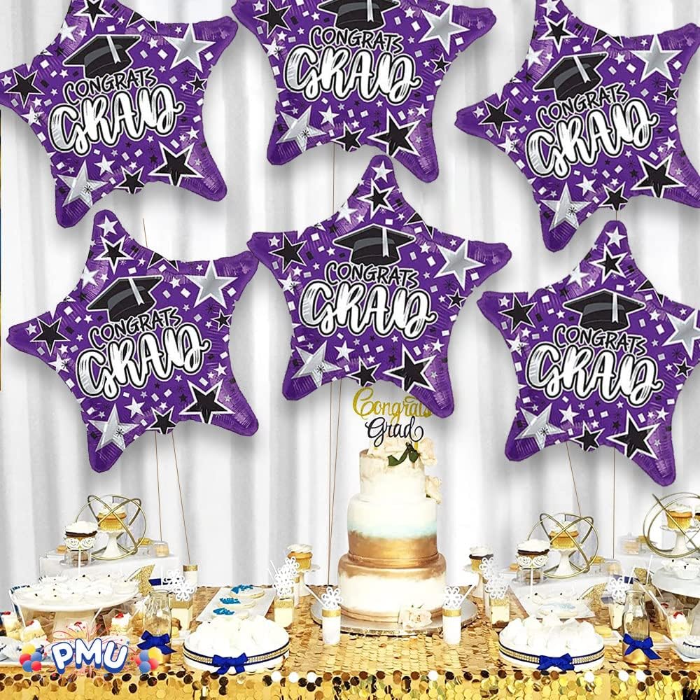 PMU Congrats Grad Cap Balloon, Star 18in Mylar | Graduation Decoration Mylar Balloons | Celebrate Success with Vibrant Graduation Balloons | Balloon Graduation Décor