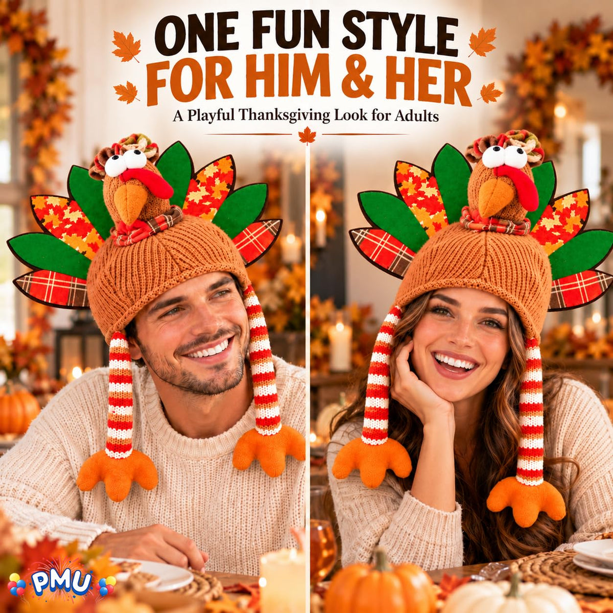 PMU Funny Turkey Hat, Thanksgiving Costume & Fall Accessory