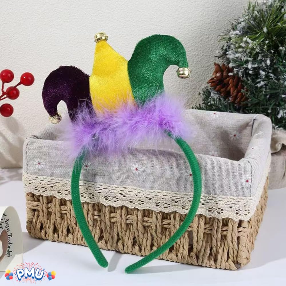 PMU Mardi Gras Headband Wearable Holiday Party Costume for Men and Women Party Accessory Pkg/1,3,6