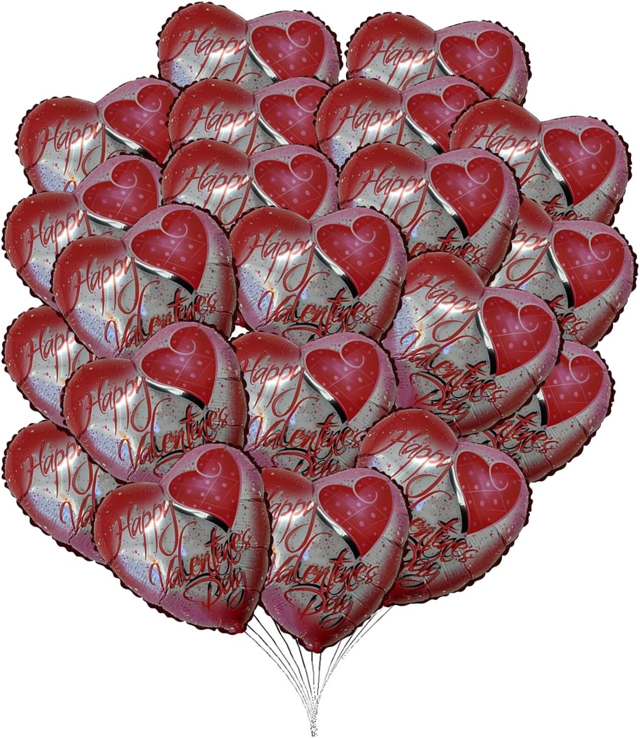 PMU Heart Shaped Happy Valentine's Day Balloons 18-Inch Mylar Idea Gift for Him or Her & Valentine Party Decorations