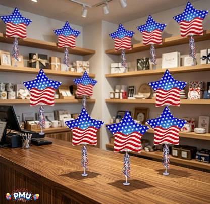 PMU 9 inch Pre-Inflated Emoji and Patriotic Balloons with Stick