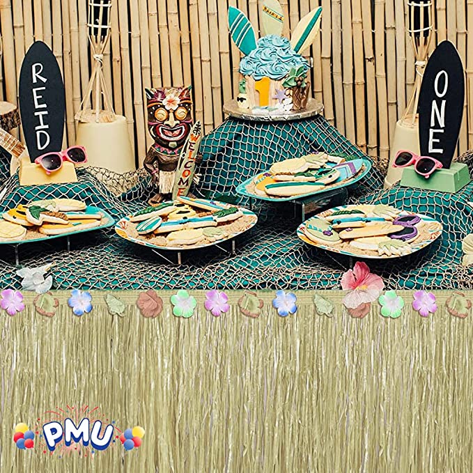 PMU Hawaiian Luau Party Fringed Table Skirt
