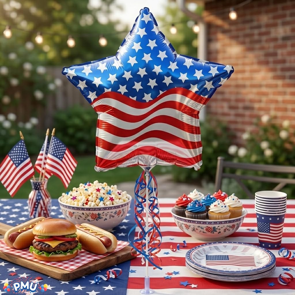 PMU 9 inch Pre-Inflated Emoji and Patriotic Balloons with Stick