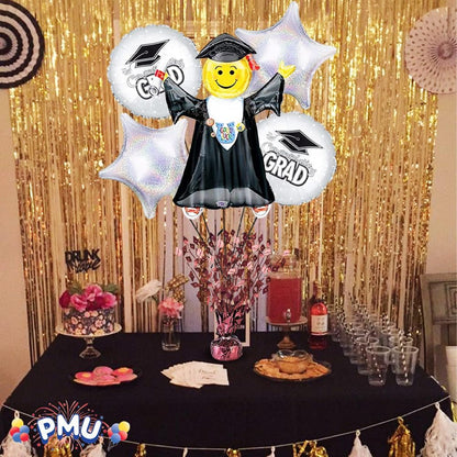 PMU Gradburst Balloon Weight Centerpiece 15 Inch with Die-Cut Metallic
