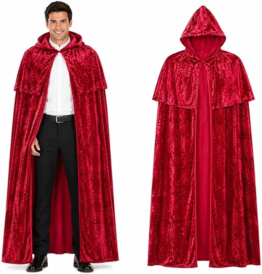 PMU Halloween Hooded Cape Cloak Costume Vampire Wizard Accessory