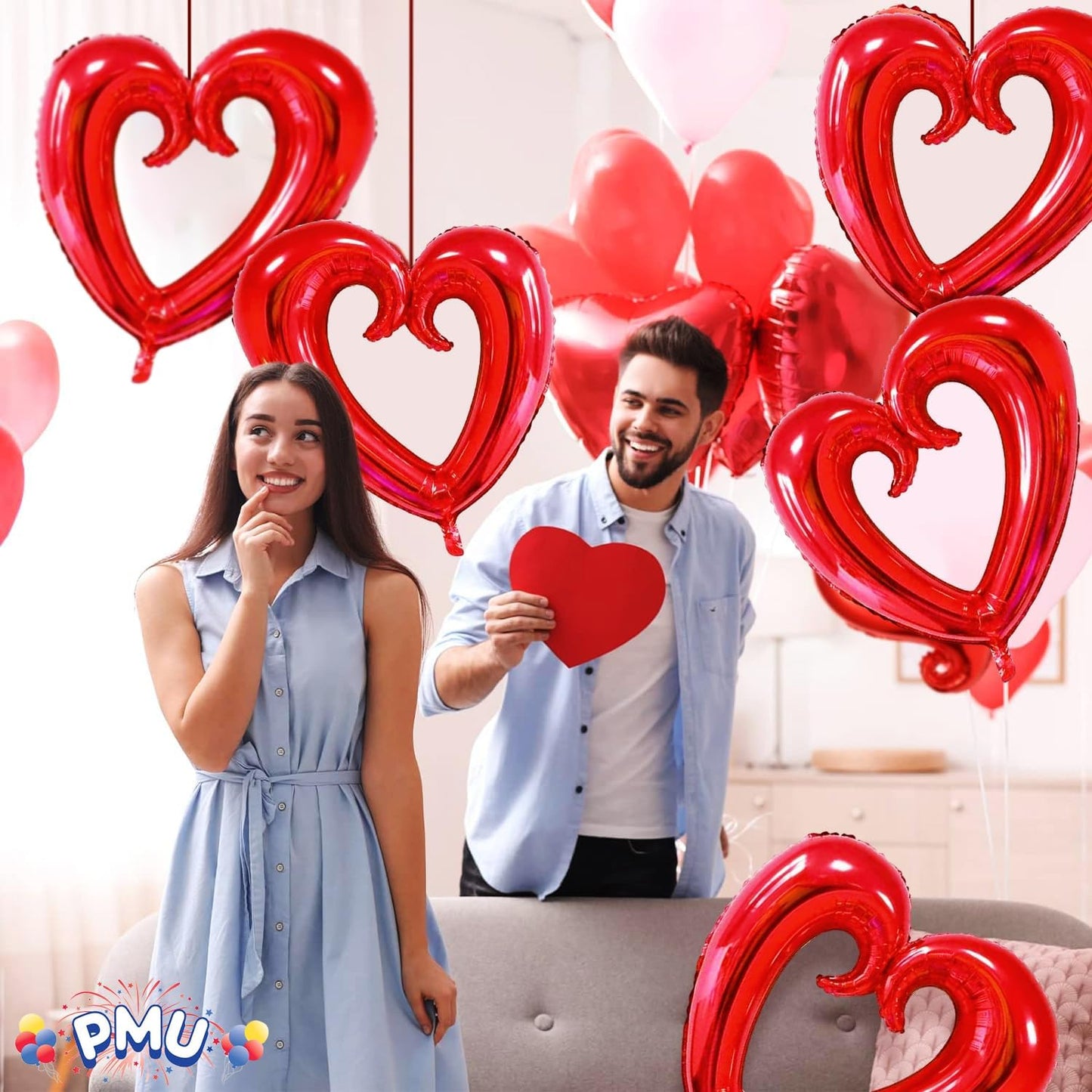 PMU Heart Shaped 24 Inch Open Center Mylar Balloon