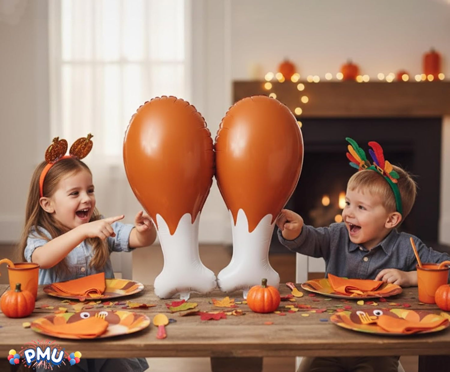 PMU Thanksgiving Giant Turkey Drumsrick Inflatable Decoration 24in in Indoor Thanksgiving Party Events Accessory