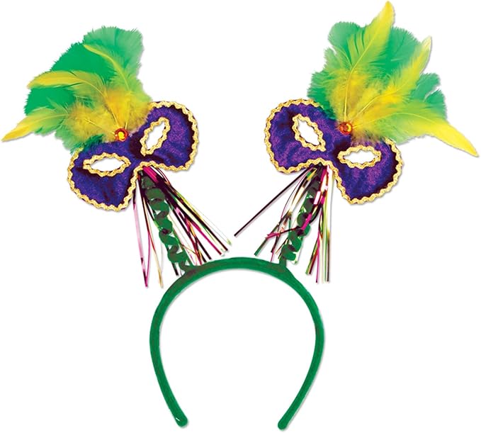 PMU Mardi Gras Headband Wearable Holiday Party Costume for Men and Women Party Accessory Pkg/1,3,6