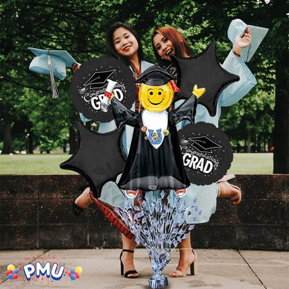 PMU Gradburst Balloon Weight Centerpiece 15 Inch with Die-Cut Metallic