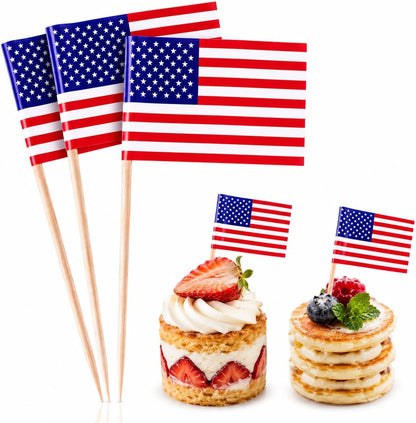 PMU Patriotic American Flag Party Picks & Drink Umbrellas – 4th of July Cupcake Toppers, Toothpick Flags, Cocktail Picks & Memorial Day Party Decorations