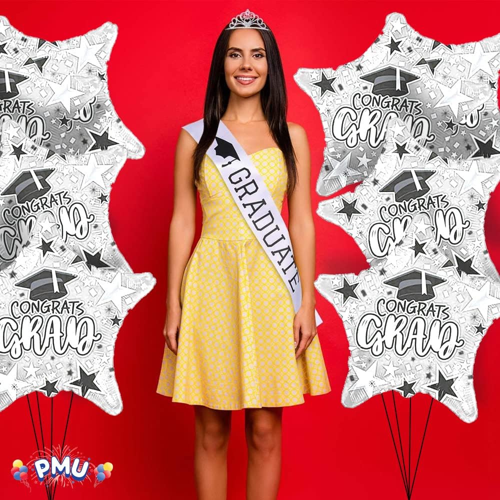 PMU Congrats Grad Cap Balloon, Star 18in Mylar | Graduation Decoration Mylar Balloons | Celebrate Success with Vibrant Graduation Balloons | Balloon Graduation Décor