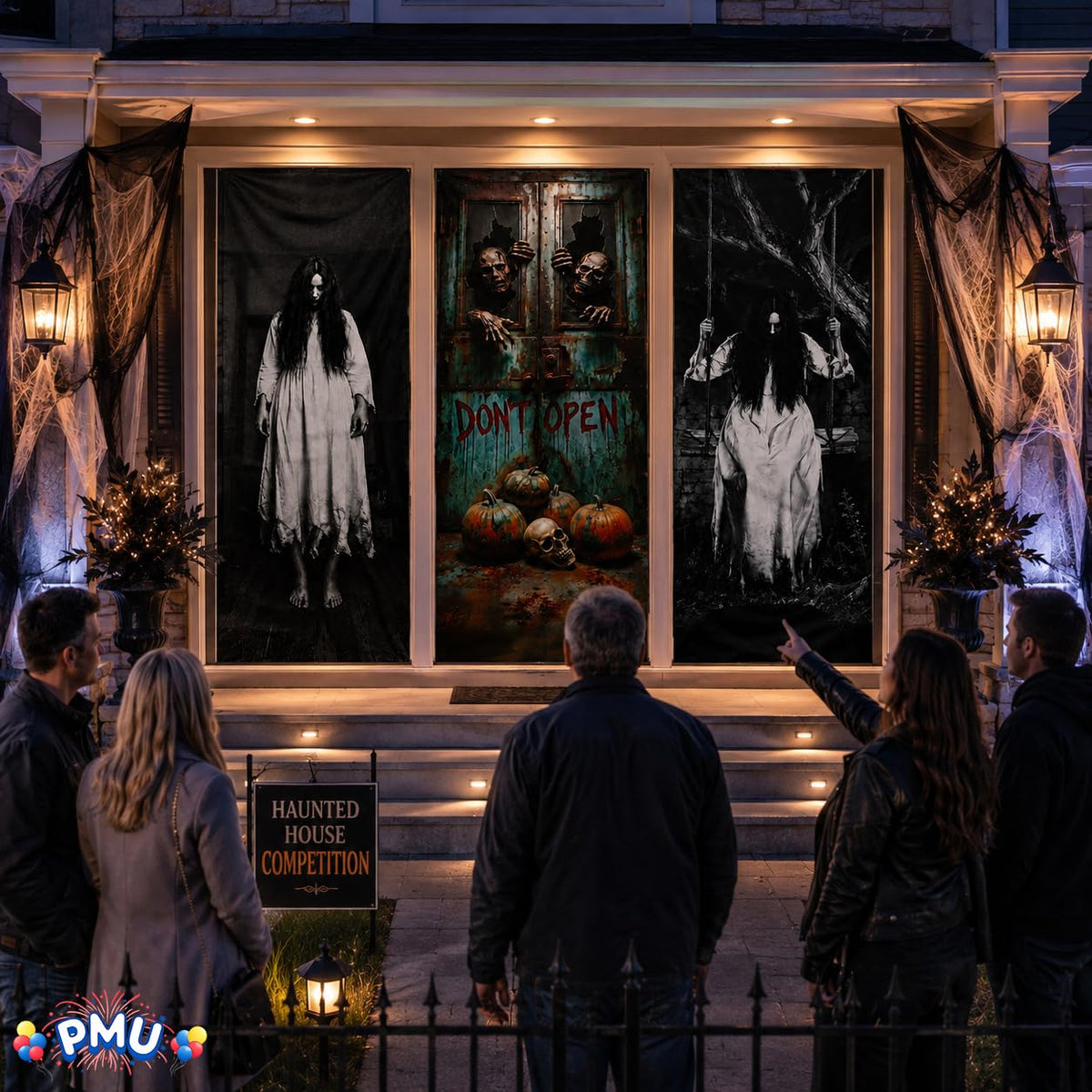 PMU 3 Pcs Halloween Door Cover, High-Definition Door Cover Halloween Decor