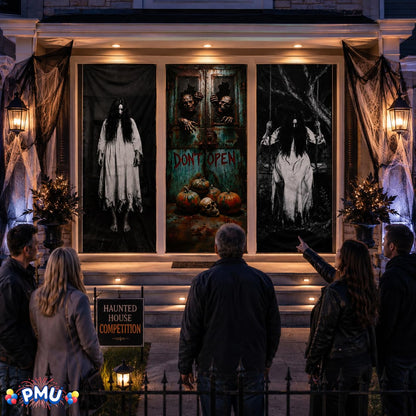 PMU 3 Pcs Halloween Door Cover, High-Definition Door Cover Halloween Decor