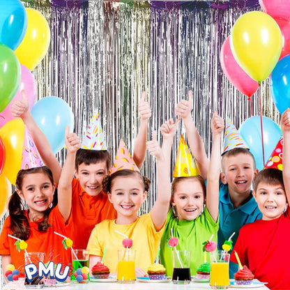PMU Metallic Fringe Curtains | Metallic Foil Fringe Backdrop Curtains | Fringe Backdrop for Graduation, Birthday Party Decorations, Baby Shower, Disco Party |3ft x 8ft