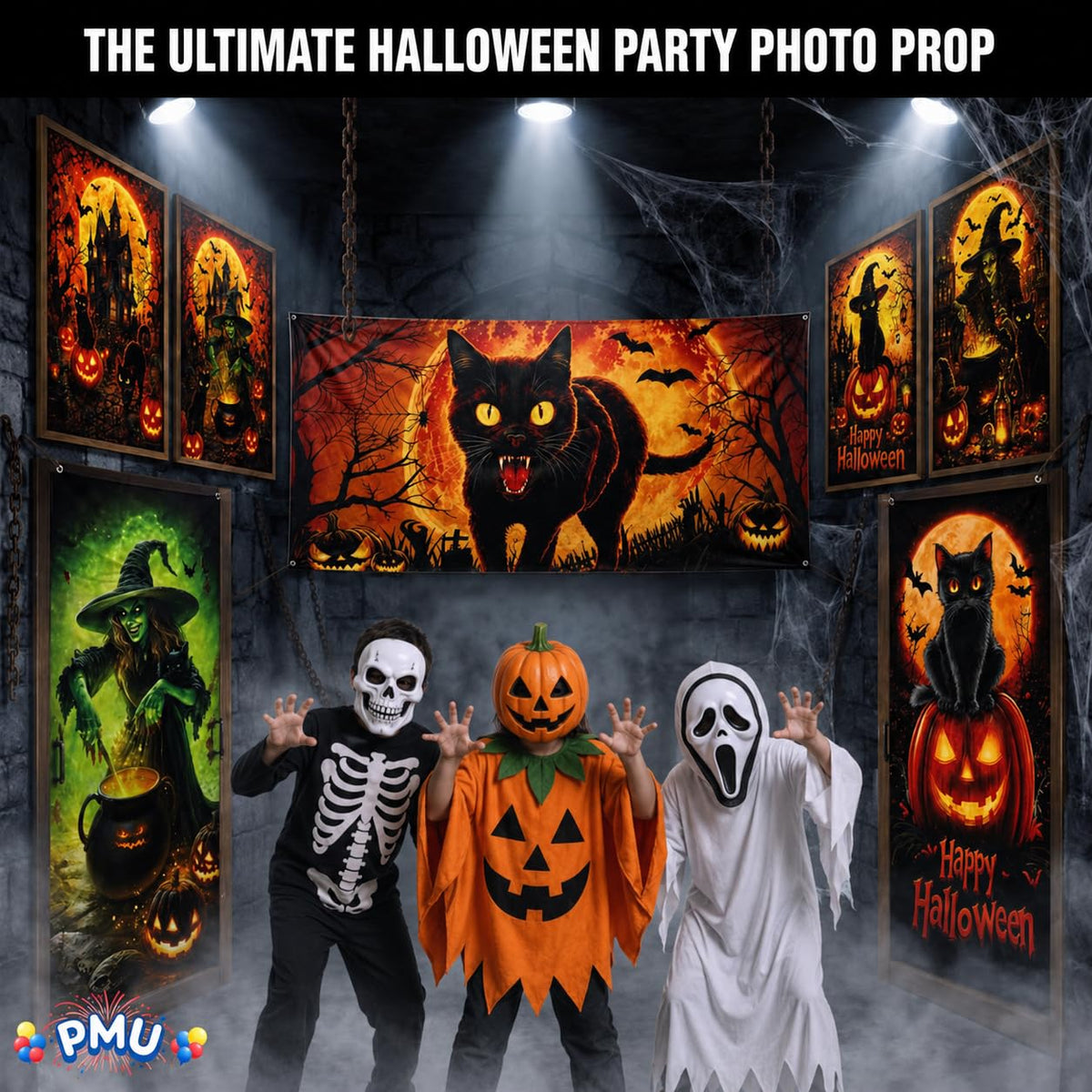 PMU 7 Set Halloween Garage Door Cover Set, 16x7ft, Window & Door Décor