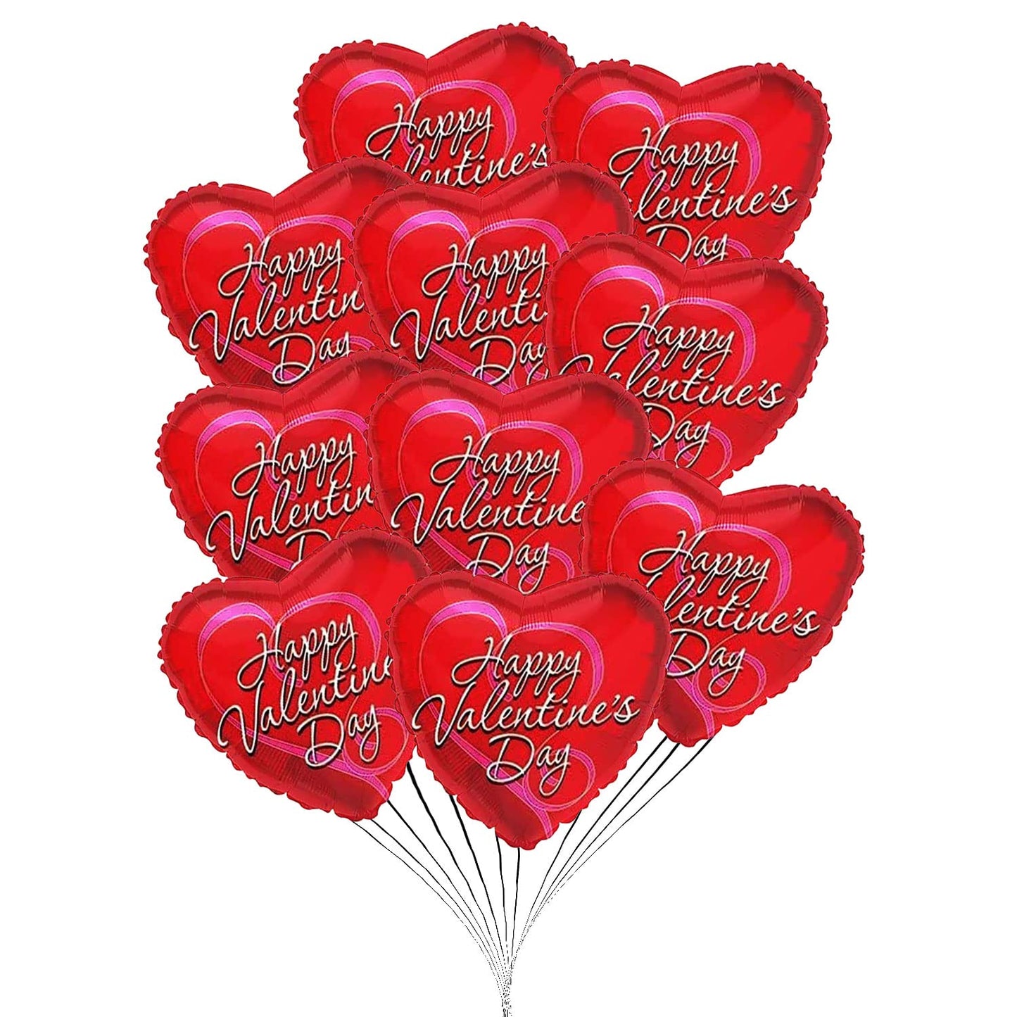 PMU Heart Shaped Happy Valentine's Day Balloons 18-Inch Mylar Idea Gift for Him or Her & Valentine Party Decorations