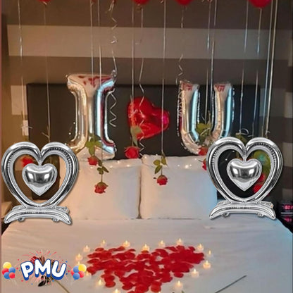 PMU 18-Inch Valentine's Day Heart Shaped Air Inflated Standing Open Heart Tabletop Mylar Foil Balloon