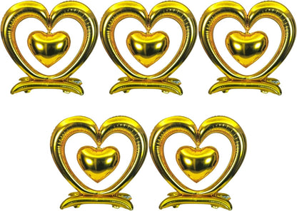PMU 18-Inch Valentine's Day Heart Shaped Air Inflated Standing Open Heart Tabletop Mylar Foil Balloon