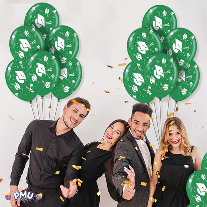 PMU Graduation Balloons | Premium Congrats Grad Balloon with All-Over Print Grad Caps-Confetti and Streamers | Graduation Party Supplies & Decorations | Latex Balloons