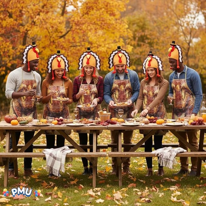 Thanksgiving Turkey Gobble Galore Hat and Turkey Apron Set Party Decorations and Costume Accessories (2/Pkg) Pkg/1