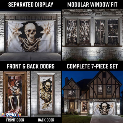 PMU 7 Set Halloween Garage Door Cover Set, 16x7ft, Window & Door Décor