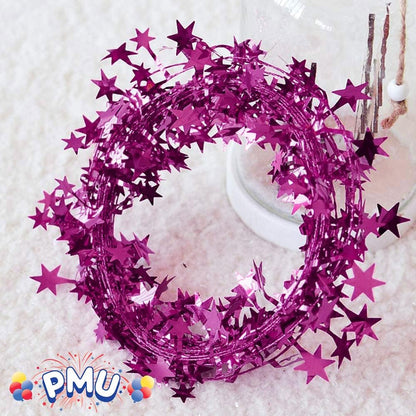 PMU Star Wire Shiny - Garland Halloween, Christmas Party, Wedding, Birthday, Festive Home Decoration Ornament 25ft Tinsel