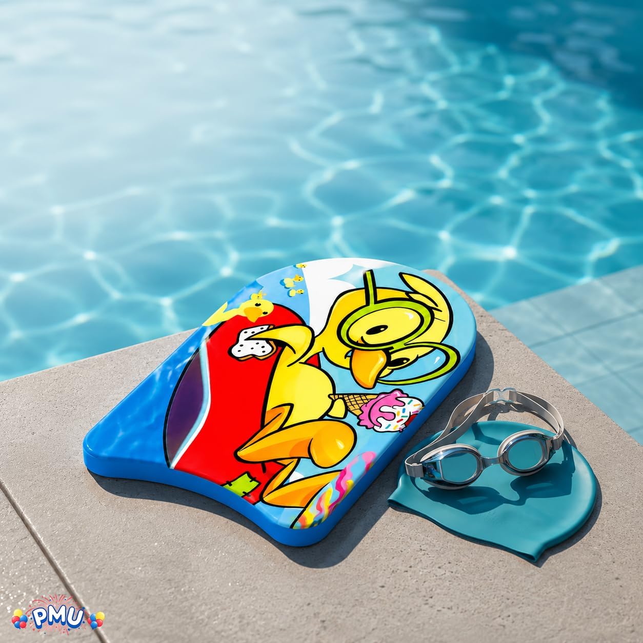 PMU Graphics Printed Bodyboard - Lightweight Wrist Leash Slick Bottom for Beach, Sea & Pool - Surfing Board