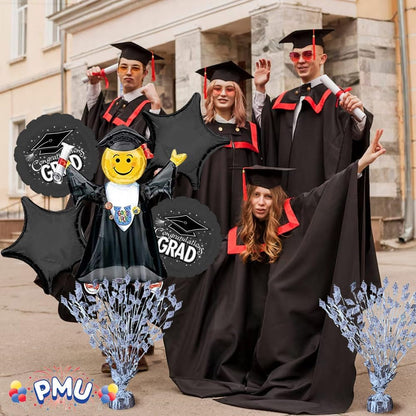 PMU Gradburst Balloon Weight Centerpiece 15 Inch with Die-Cut Metallic