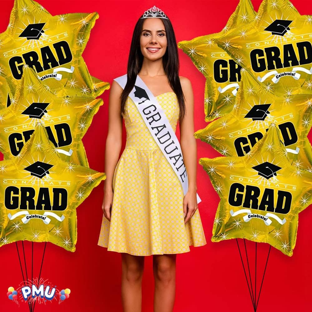 PMU Congrats Grad Cap Balloon, Star 18in Mylar | Graduation Decoration Mylar Balloons | Celebrate Success with Vibrant Graduation Balloons | Balloon Graduation Décor