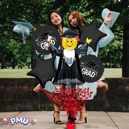 PMU Gradburst Balloon Weight Centerpiece 15 Inch with Die-Cut Metallic