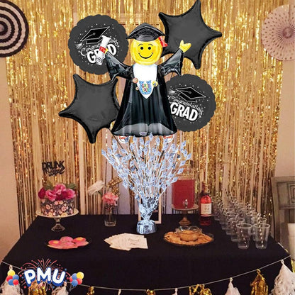 PMU Gradburst Balloon Weight Centerpiece 15 Inch with Die-Cut Metallic