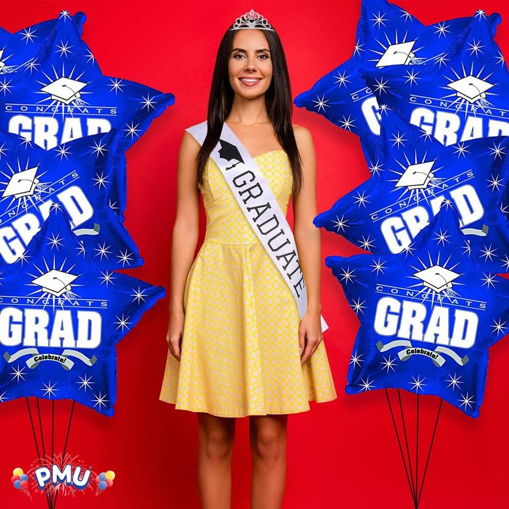 PMU Congrats Grad Cap Balloon, Star 18in Mylar | Graduation Decoration Mylar Balloons | Celebrate Success with Vibrant Graduation Balloons | Balloon Graduation Décor