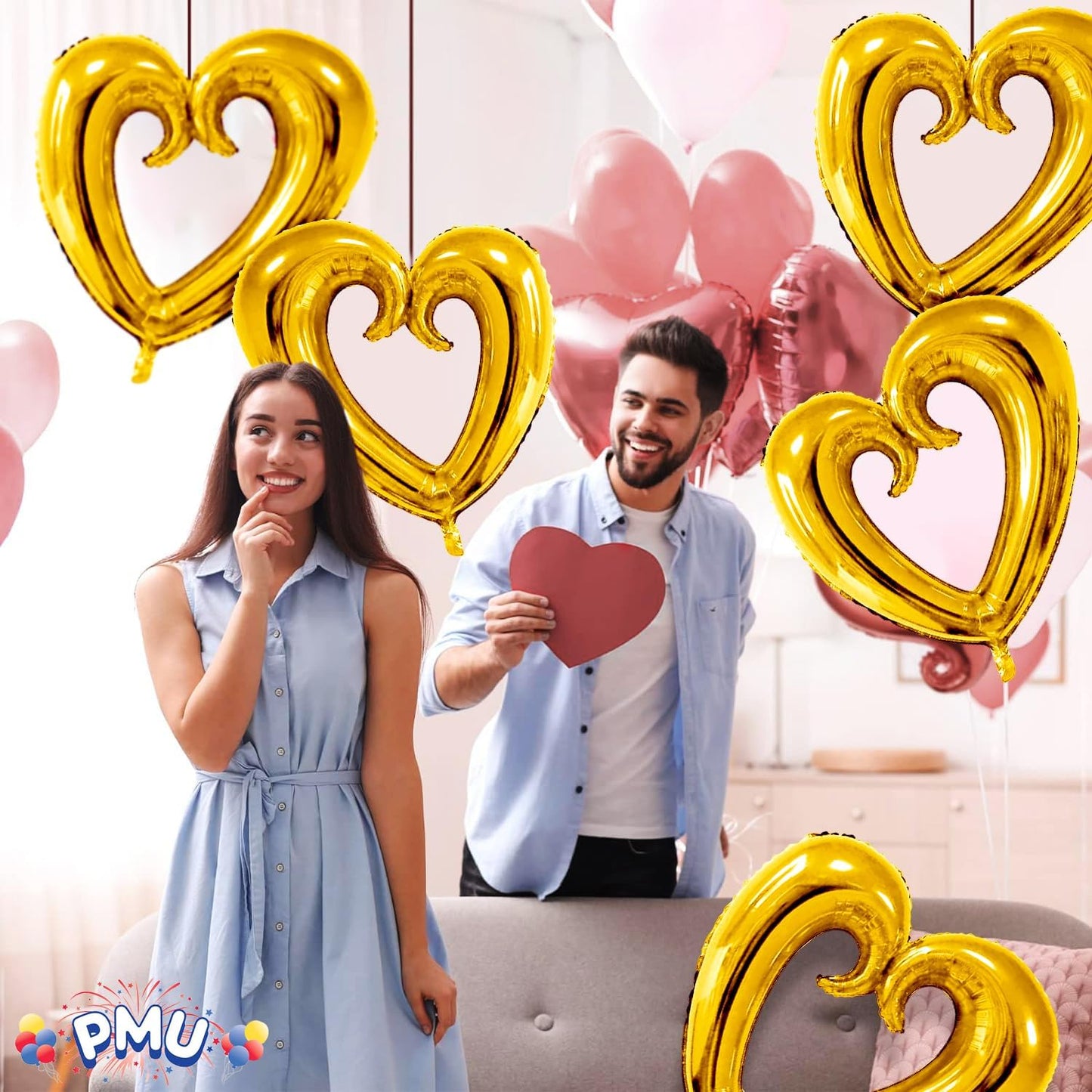 PMU Heart Shaped 24 Inch Open Center Mylar Balloon