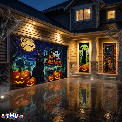 PMU 7 Set Halloween Garage Door Cover Set, 16x7ft, Window & Door Décor