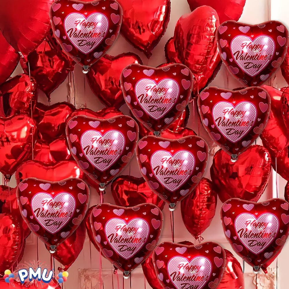 PMU Happy Valentine's Day 18 Inch Hearts Mylar-Foil Balloon